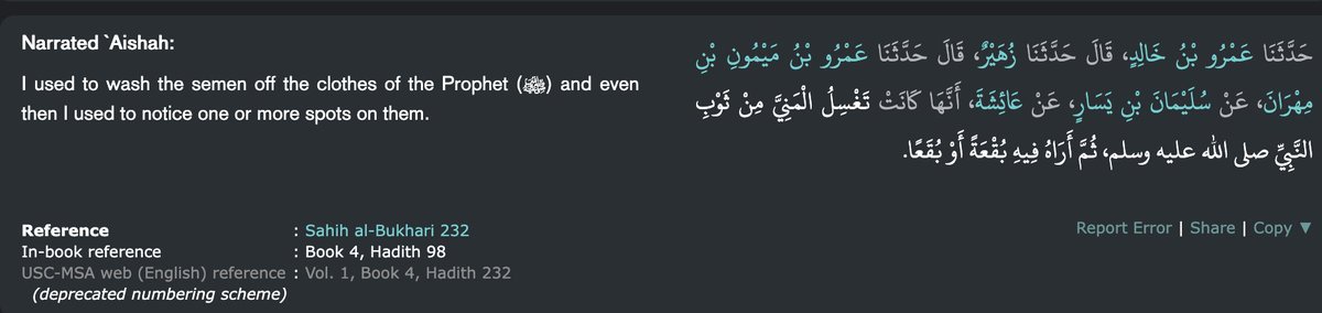IslamistArchive's tweet photo. Aisha Talks about cleaning semen off muhammad's clothes https://t.co/Q0gNqR1SVu