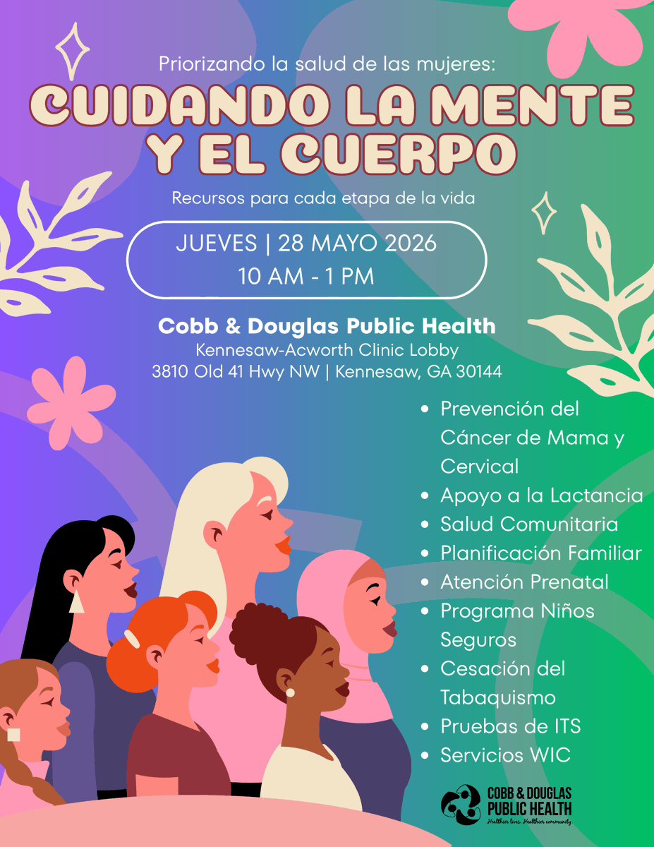 CDPHga's tweet photo. Come out to “Prioritizing Women’s Health: Caring for Mind and Body” on Thursday, May 28, 10 AM- 1PM, for women’s health resources for every stage of life! Located at the Acworth-Kennesaw Clinic: 3810 Old 41 Hwy. NW, Kennesaw, GA 30144 https://t.co/NEZaMzjpYS