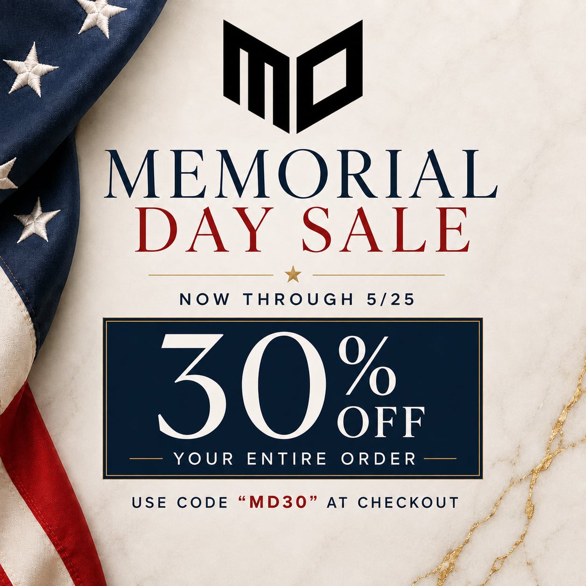 MO_Opulence's tweet photo. The Memorial Day Sale is live!

30% off your entire order now through 5/25.

Use code "MD30" at checkout.

Timeless style. Refined essentials. Accessible luxury.

Shop now.

https://t.co/onZ1OdYLwb

#MemorialDay #WhatsYourMO #ThatsMyMO #QuietLuxury https://t.co/xJdOHmN7Du