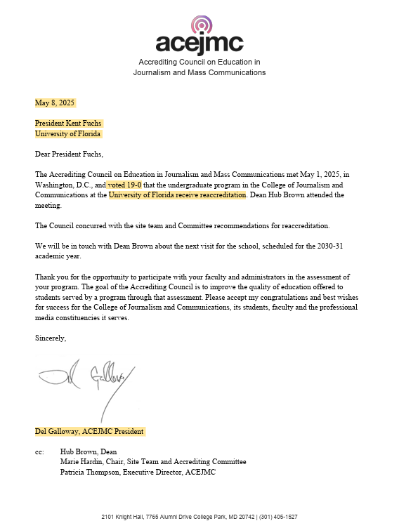 MBWComm's tweet photo. @UF @EDSecMcMahon @UFJSchool @PRSA @Omnicom @AAGDhillon @USEEOC @usedgov @timburchett @SenRickScott @RepLuna @ufprssa @PRSAFoundation In fact, @UFJSchool's Del Galloway's partisan conflicts of interest are legion, w/ not only his overt #DEI pressures on @UF through his presidency of the #ACEJMC academic accreditor but also his being allowed as a UF alumnus himself to sign UF's own re-accreditation letter. ☠️ https://t.co/tfHzso2Juc