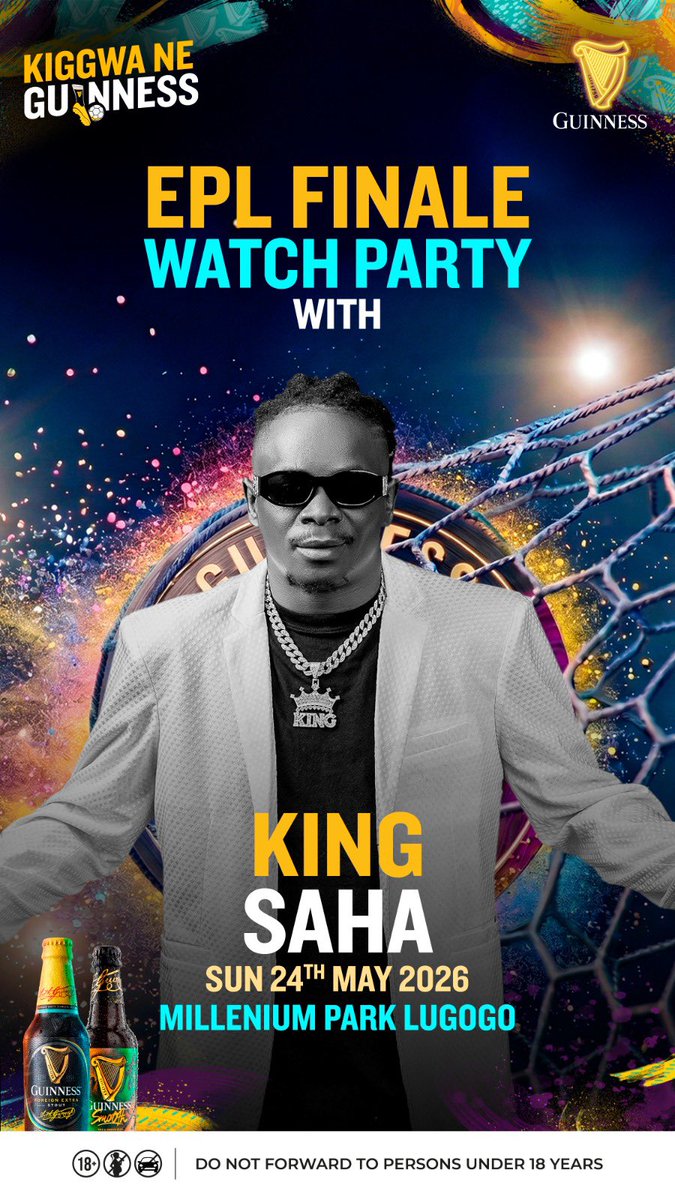 NBSportUg's tweet photo. .@kingsaha_256 and @Elijah_Kitaka1 are the guest artists for the final #GuinnessMatchday experience of the season.

@andrewkabuura will be the MC, while @Nimroddj joins the DJs crew.

Let’s meet at the Millennium Grounds, Lugogo, and witness Arsenal being crowned Premier League champions for the first time in 22 years.

#EPLKuNBSport #NBSportUpdates