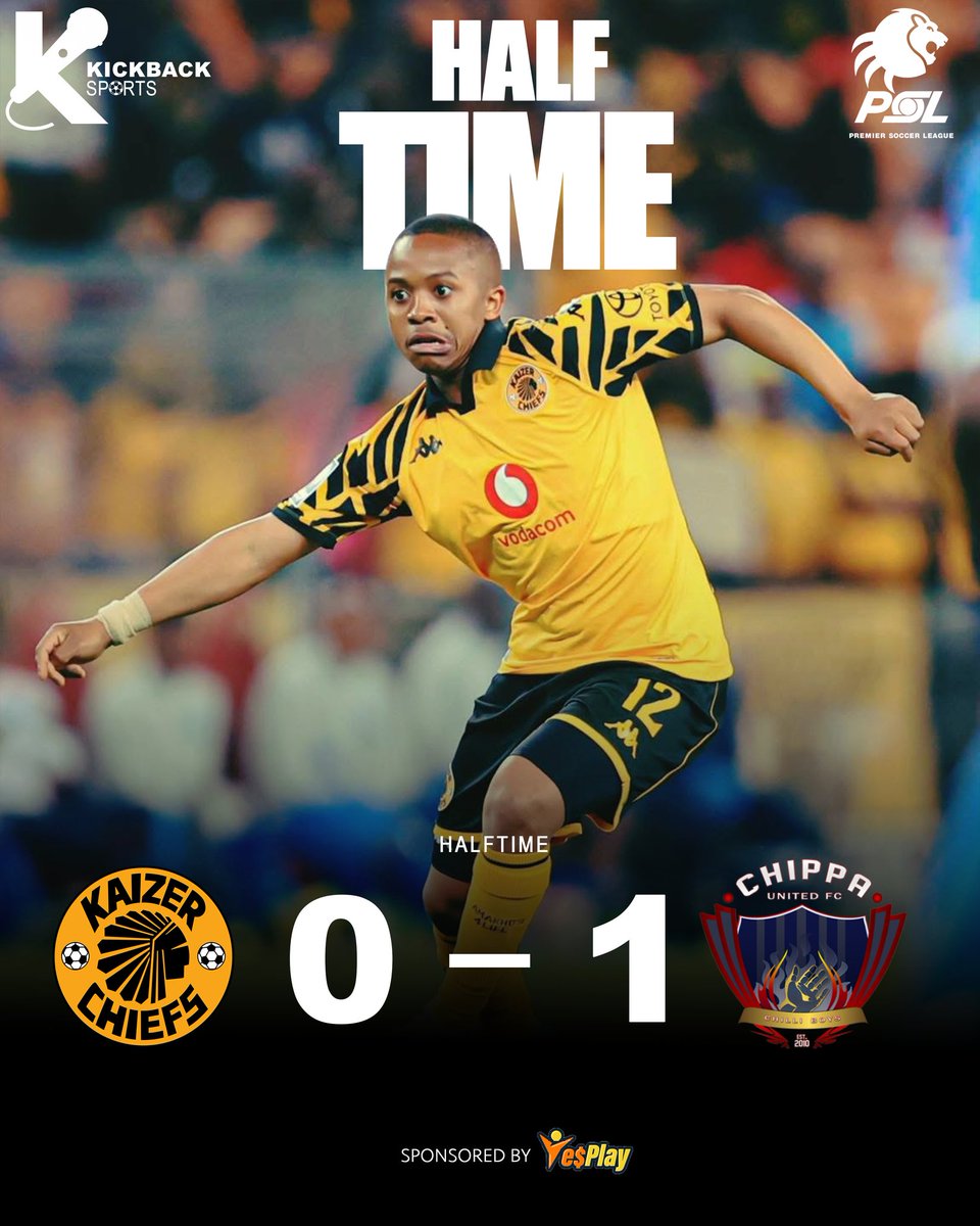 Kickbackmedia26's tweet photo. HALFTIME ⏸️

Kaizer Chiefs 0-1 Chippa United

Big 45 minutes coming up! 🔥
Chippa United lead at the break and are currently boosting their survival hopes, while Chiefs need a response in the second half.

Can Amakhosi turn it around? 👀

#BetwayPrem #KaizerChiefs #ChippaUnited https://t.co/3CGJZ63SwG