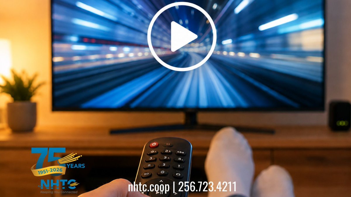 NHTCoop's tweet photo. No buffering. No spinning wheels.
With NHTC Fiber, just press play... ๐บ
#NHTCFiber #FiberInternet #MultiGig #Local #Community #FiberisBest #FiberFast #KeepingYouConnected #ConnectedCommunity #GigCertified #NewHopeAL #GrantAL #OwensCrossRoadsAL #HamptonCoveAL #GurleyAL https://t.co/3DXhkHR18U