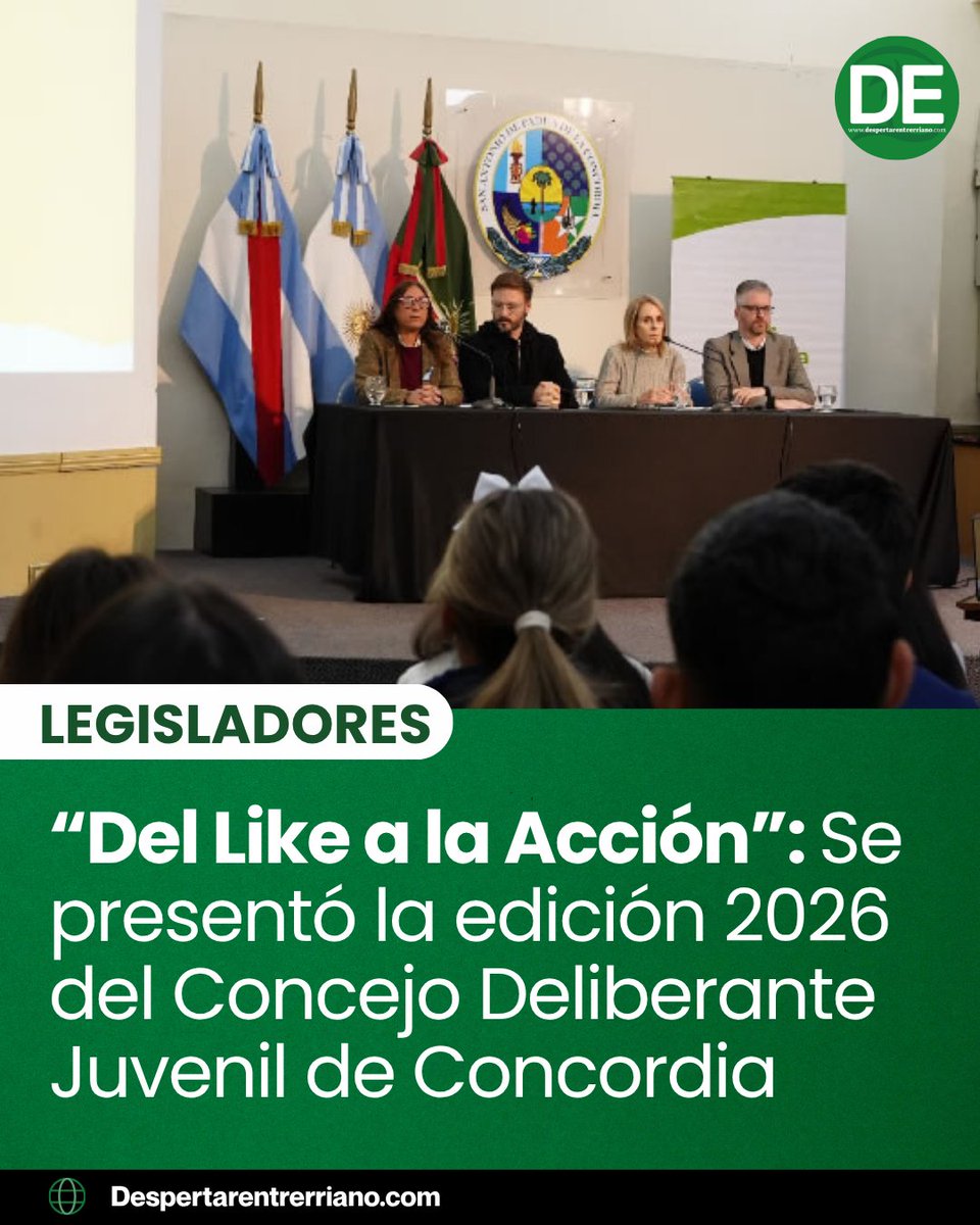 DEentrerriano's tweet photo. #CONCORDIA 🏛️ I Con la presencia de @azcuefrancisco y @MagdaRetaUy, se lanzó una nueva edición del Concejo Deliberante Estudiantil

El programa busca impulsar la participación juvenil y transformar propuestas de estudiantes en ordenanzas para la ciudad.

¿Qué opinas? te leemos👇 https://t.co/H7Jd6i6sIk