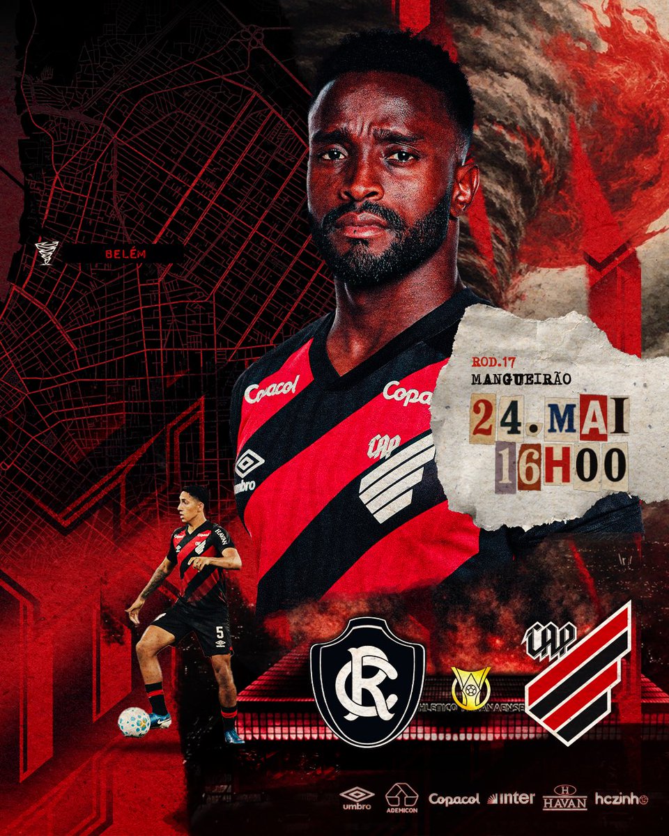 AthleticoPR's tweet photo. 🌪️🔴⚫ VAMOS, ATHLETICO! 

Remo 🆚 Athletico 
Brasileirão: 17ª rodada 
⏰ 24/05 (dom), às 16h
🏟️ Mangueirão 
📍 Belém (PA)

📺 Premiere
🎙️ https://t.co/N2pKsb23SM https://t.co/cfIPJcWNMx