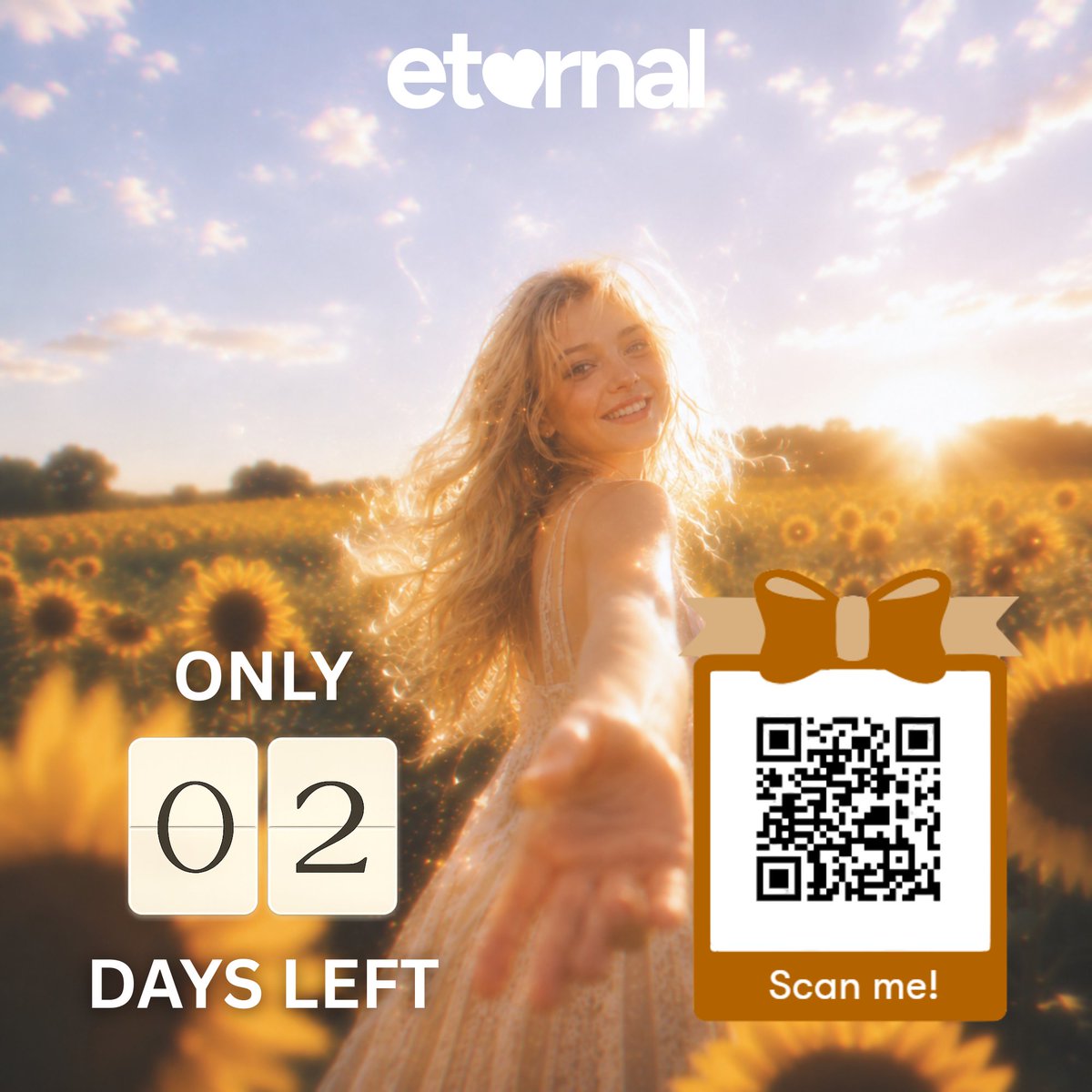 EternalAI_'s tweet photo. Only 2 days left to claim FREE PREMIUM CHAT

✨ Unlimited chats with the girl you like
✨ Unlock exclusive images & videos for free

Claim your reward inside the app now.

Scan QR code or search “Eternal AI” on Google Play/ App Store to download.