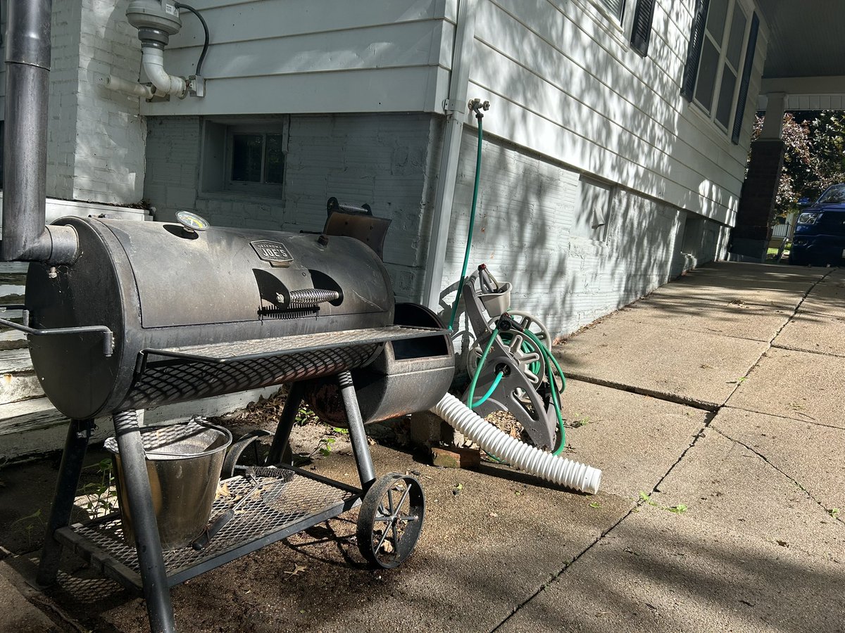 greglant77's tweet photo. Smoker is lit. Shot of RumChata in the coffee. Pulled pork, wings and burnt ends for softball/baseball today. 
#ifwediewedie #GBR https://t.co/DyDPZEhBWa