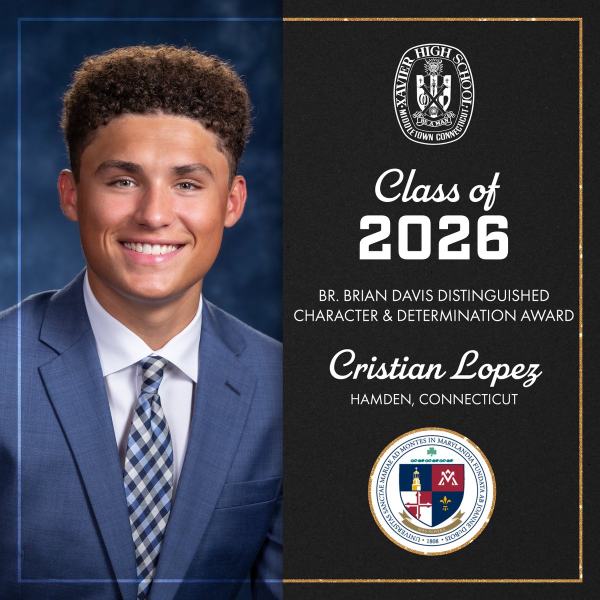 XavierHighCT's tweet photo. Congratulations to Cristian Lopez on receiving the Brother Brian Davis, C.F.X. Distinguished Character and Determination Award! He is attending Mount Saint Mary College in the fall! https://t.co/tSUaVadTNT
