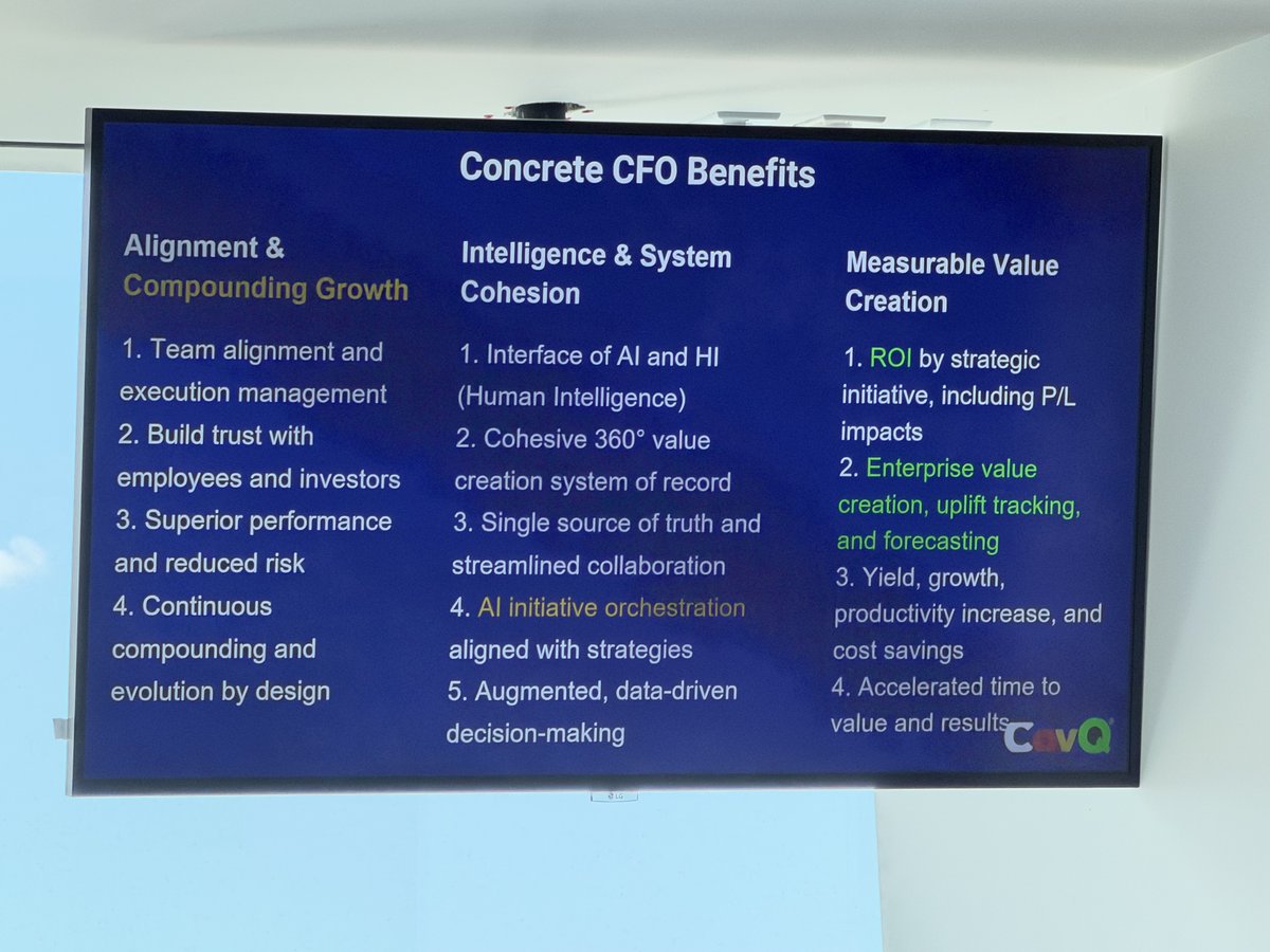 ralfhirt's tweet photo. SAP Americas in NYC hosted the German-American CFO Roundtable with almost 100 CFOs and business leaders attending. Delighted about the opportunity to present the CovQ Value Creation Management Platform. 

Excellent discussions around systematic value creation and connecting augmented intelligence, strategy, and execution, to ultimately build compounding leaders. 

#SAP #CFO #CovQ #ValueCreation