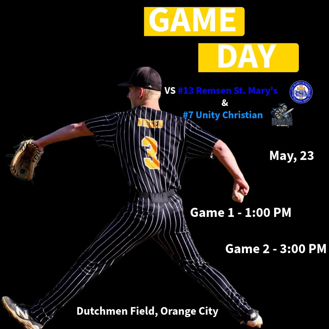kpbaseball_'s tweet photo. Game day:

The Panthers will Play #13 Remsen St. Mary's @ 1:00 PM

Then @ 3:00 PM they will face off against #7 Unity Christian 

These game will be in Orange City https://t.co/ySYaOyFMJS