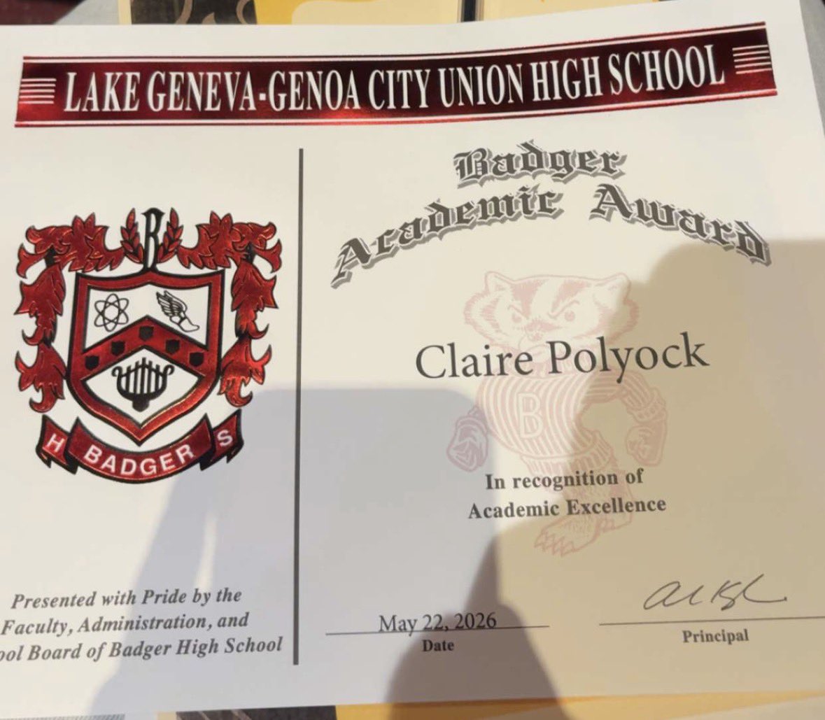 claire_polyock's tweet photo. Honored to receive the Academic Award, Mathematics Award, and Academic Athlete Award at my school’s awards ceremony yesterday. Hard work pays off! 
@GTSBBSB @GTSHerrick https://t.co/qq5RTSzQ0J