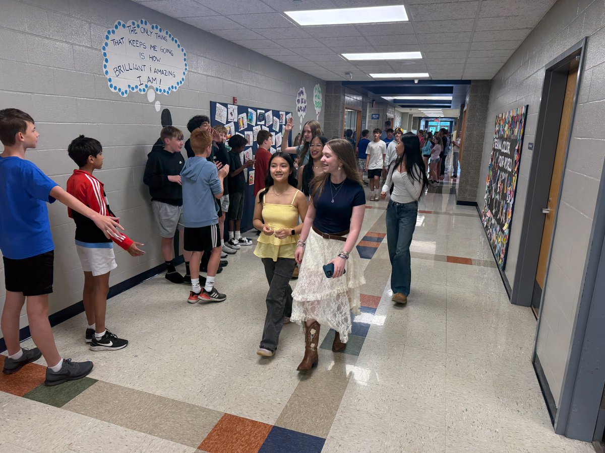 dmsbluejays's tweet photo. We wish our 8th graders all the best at LHS! To close out the last day of school, they took their final walk around DMS as middle schoolers, led by Mr. Cliff and Mrs. Surber! #DMSLeads #DestinationDiscovery https://t.co/ZcIpZisDzK