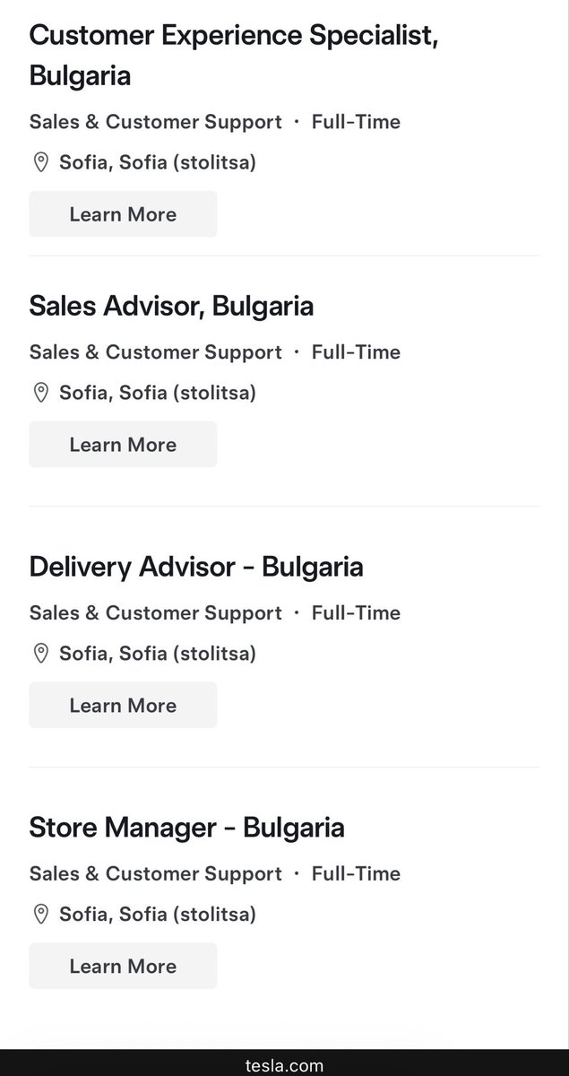 emilkpetkov's tweet photo. Tesla is hiring in Bulgaria. When does the store open @teslaeurope ? https://t.co/8mFZSNB9gF