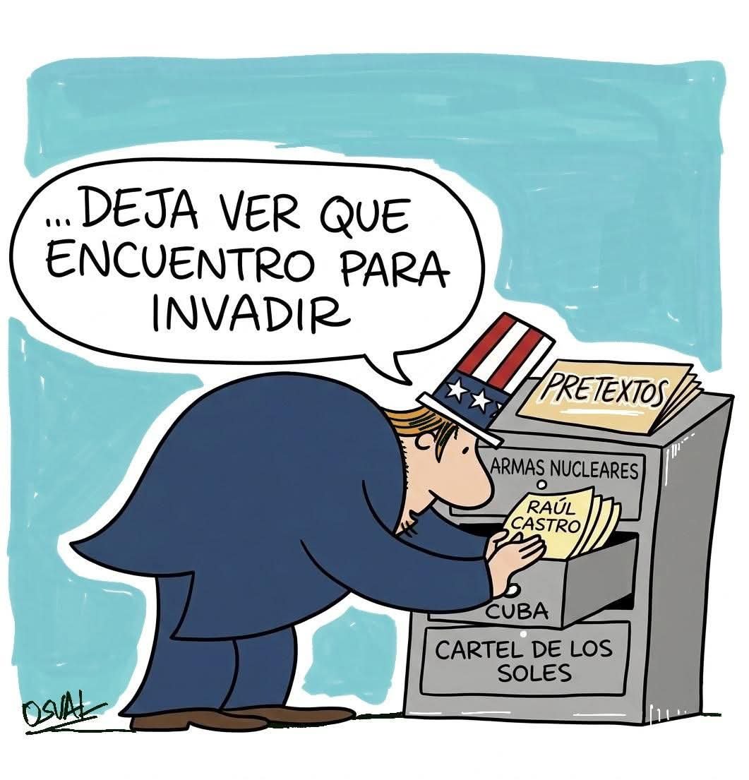 JuventudRebelde's tweet photo. #Cuba🇨🇺 #HumorEnSerio desde la #OPINIÓNGRÁFICA
🇺🇸💼 “...Deja ver qué encuentro para invadir.” Una caricatura que desnuda la búsqueda de pretextos en la política de los #EEUU https://t.co/WtcyWCE47J