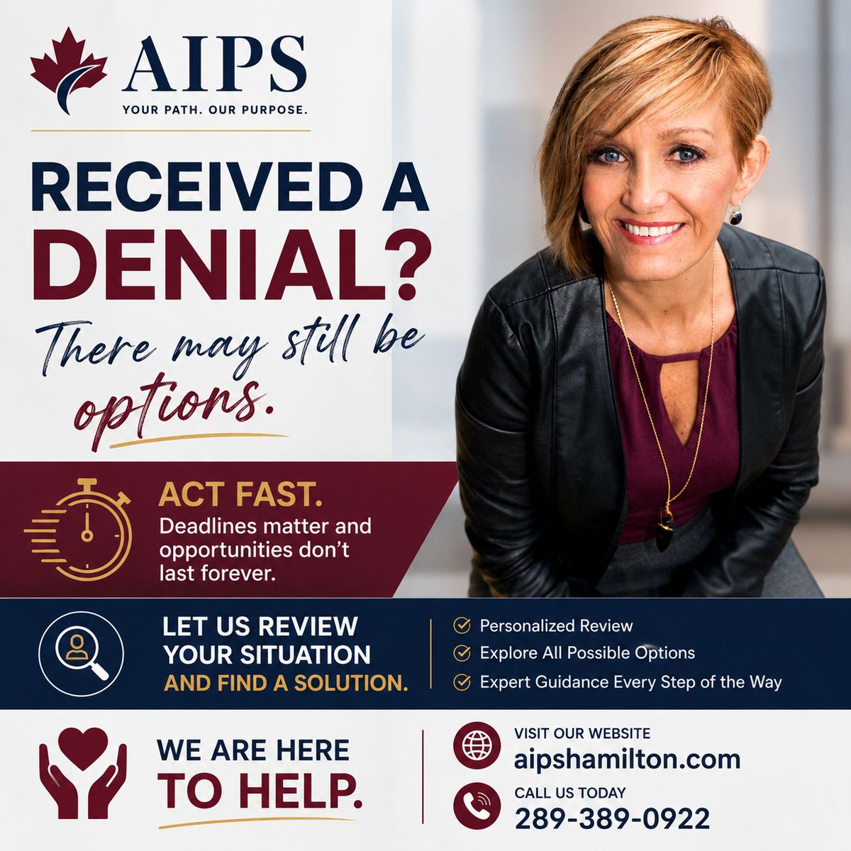 AIPShamilton's tweet photo. Received a refusal or denial from Immigration Canada?

Don’t lose hope, a refusal does NOT always mean the end of your journey.
Time matters.  You do not have to navigate this alone. We are here to help.

289-389-0922
https://t.co/hxNGC6ocQX

#canadaimmigration #refusedvisa https://t.co/orDger4cdD