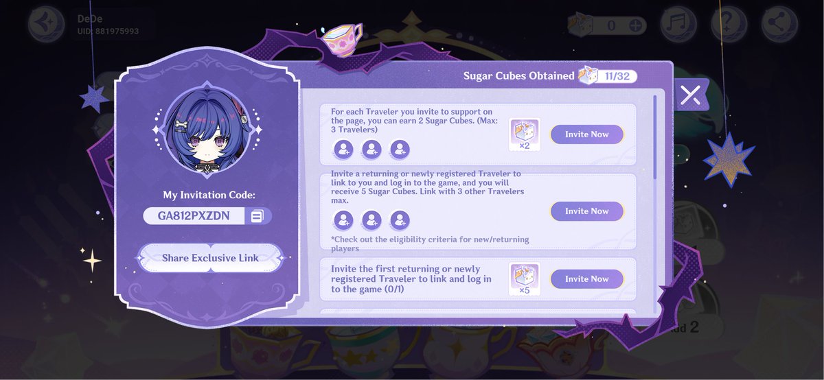 MobGod5's tweet photo. Web Event Afternoon Tea Time ~ Genshin Impact v6.6 !!

Code: GA812PXZDN

Link: https://t.co/xOgZoEtnUu

Share your links and let's all help each other get the rewards!!

#Genshinlmpact #原神 #Genshin #NodKrai https://t.co/twRItwd8dj