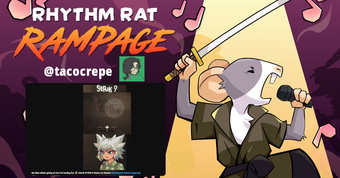 Basikagames01's tweet photo. "Had fun" is exactly what we love to hear!! Thank you @tacocrepe for checking out Strik9! 

Play the Free Demo on Steam (link in bio)

#rhythmratrampage #rhythmgame #contentpostsaturday https://t.co/KCSQ7ky6Jw