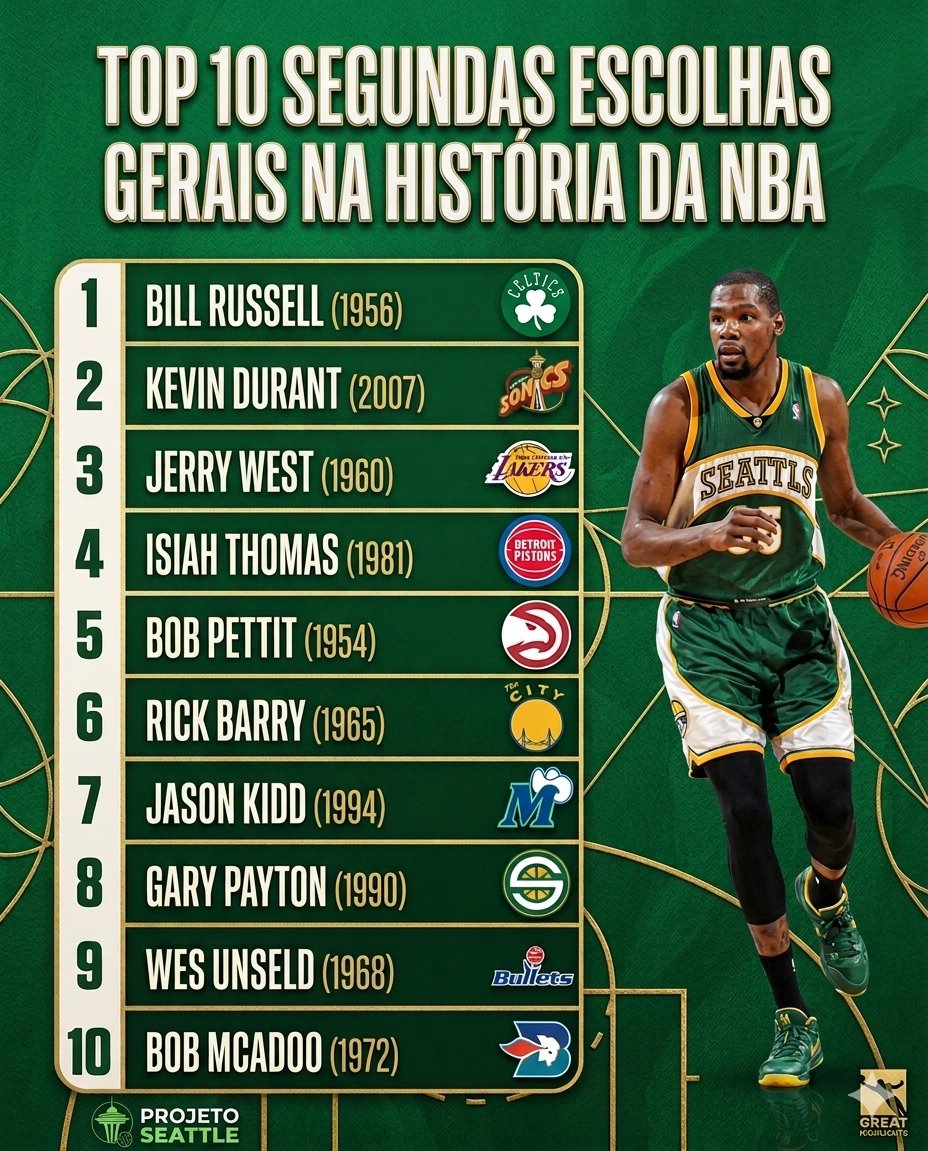 ProjetoSeattleS's tweet photo. Concordam com o ranking? Qual foi a melhor escolha de Draft da sua equipe? Diz ai! 🏀 #Sonics #DraftNBA #KevinDurant https://t.co/kSUaoqqIaL