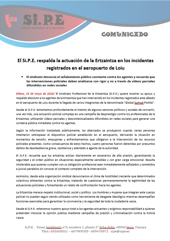 sipertzaintza's tweet photo. 🚔 Todo nuestro respaldo a los ertzainas que hoy han garantizado la seguridad y el orden en Loiu.
Basta ya de criminalizar a quienes protegen a la sociedad vasca mientras cumplen con su trabajo.
🔵 La Ertzaintza merece respeto.
#Ertzaintza #SiPE #Loiu https://t.co/uPBwfcuVln