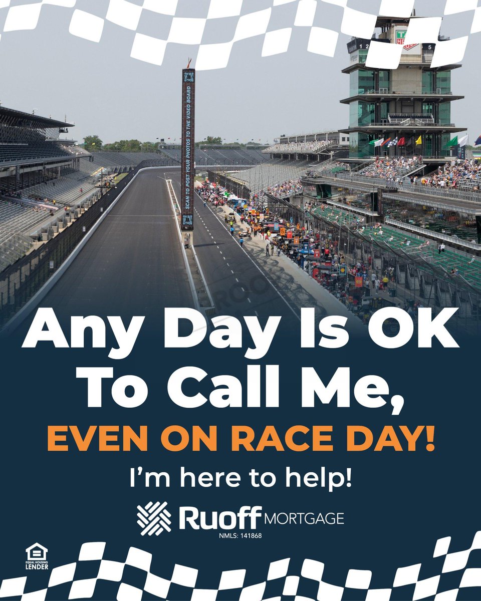 AmyRobbinsIndy's tweet photo. 🏎️ While everyone is watching laps this Indy 500 weekend, I’ll be running mortgage scenarios 😄🏡

I’m in town and available all Memorial Day weekend for buyers, pre-approvals, and mortgage questions! 🏁

#Indy500 #Mortgage #HomeBuying https://t.co/kLVIcyWuI6