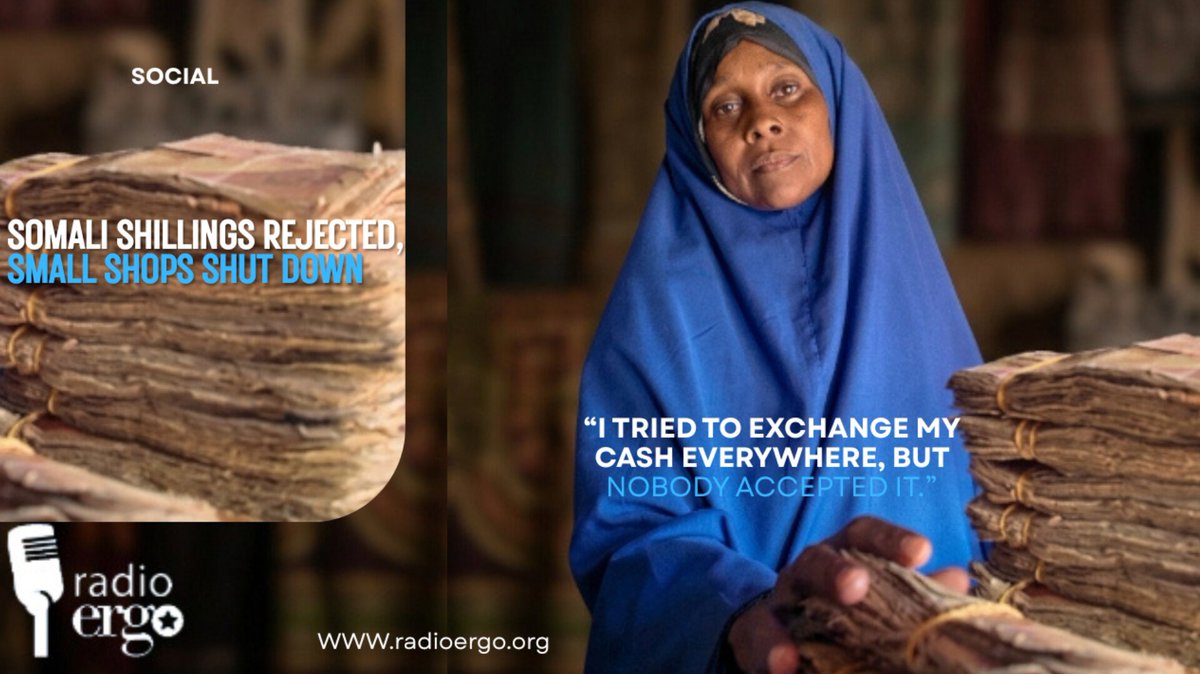 RadioErgo's tweet photo. Hundreds of poor families in #Mogadishu have been pushed deeper into hardship after traders rejected Somalia’s widely used 1,000-shilling note, forcing small businesses to close  and leaving savings worthless overnight. https://t.co/DwfdxFRiOa

#radioergo 
#somalia https://t.co/YlpNYeoSZJ