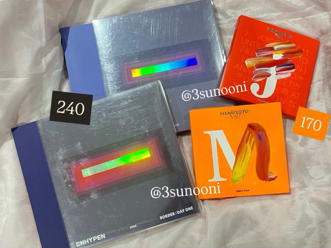 3Sunooni's tweet photo. อัลบั้ม**เปล่า** พร้อมส่งค้าบ
ค่าส่ง เหมา 45฿ 🚎✨

🛝 border day1 240 /album ( 2 บั้ม ส่งฟรี )
🎫 manifeto 170/ album ( 2บั้ม 350 รวมส่ง) 

ซื้อครบ 450฿ ส่งฟรี ทุกออเดอร์⭐️ #ตลาดนัดENHYPEN https://t.co/7ArGPtDeBB