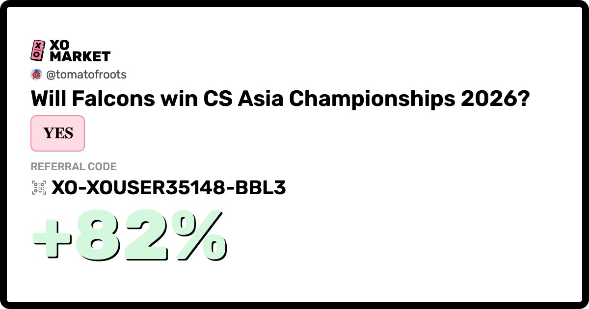 tomatofroots's tweet photo. Easy, guaranteed 18% on @xomarket 

I bet on the Falcons to win - it's a sure thing

Falcons look unstoppable at CAC 2026 - this roster finally has the perfect mix of firepower and structure. 

With NiKo, m0NESY, and kyousuke in top form, this could be the start of a dominant era.