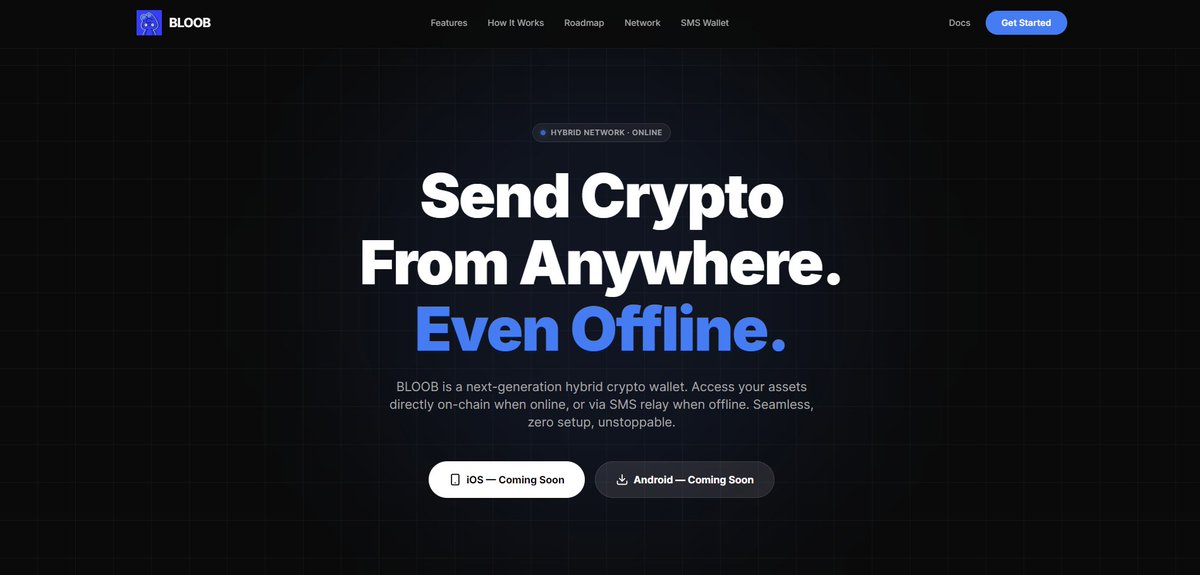 BloobBase's tweet photo. $BLOOB - The Hybrid Network

Send Crypto
From Anywhere.
Even Offline.

$BLOOB is a next-generation hybrid crypto wallet. Access your assets directly on-chain when online, or via SMS relay when offline. Seamless, zero setup, unstoppable. https://t.co/PogNnkr9N6