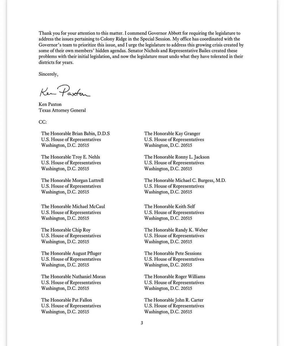 mmacevedo72's tweet photo. Per the Texas @KenPaxtonTX  letter to Congress  about #ColonyRidge  “deceptive trade practices and fraud in real estate transactions”  Antislapp https://t.co/vZGpe3sxYe