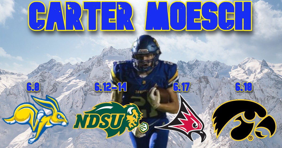 CarterMoesch21's tweet photo. Here is my summer camp schedule! Can’t wait to compete!!!  @FBCoachLarson @CoachLoganMcc @jakob_thut @bond_coach @CoachLukeOlson @CoachSipple @CoachBolte @CoachKVA @NMUCoachBright @coachcodycoop @Philbrath @CoachHupke @CoachNiekamp @CoachParkerIowa @Coach_Bergy @CoachSchrenk https://t.co/Y5joyvQBtX