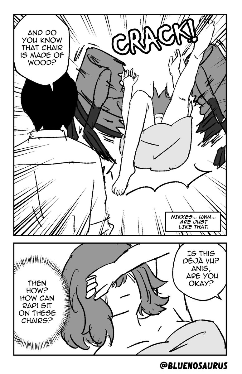 bluenosaurus's tweet photo. Anis in just a towel? I feel like I've seen this somewhere before...

#NIKKE #comic https://t.co/Yueg34Zxkr