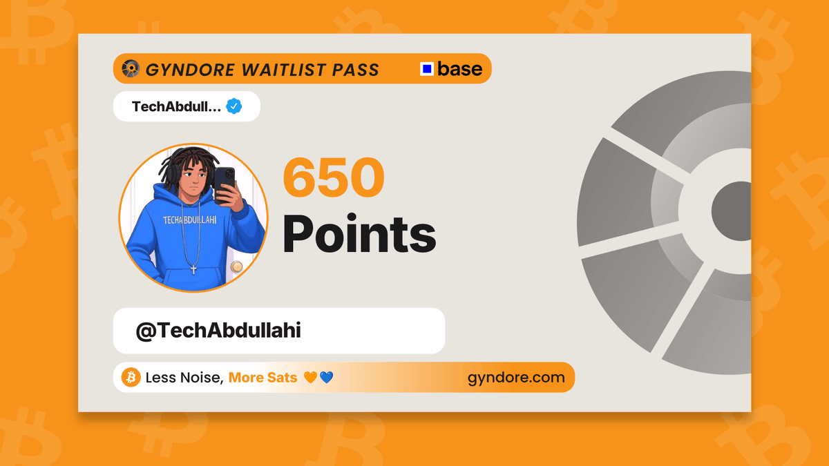 TechAbdullahi's tweet photo. Secured my spot on the @Gyndore waitlist.

Already stacking. It pays to be early.

Join now &amp; claim your points → https://t.co/WxEmnesU5s https://t.co/HFFxgEZLqt