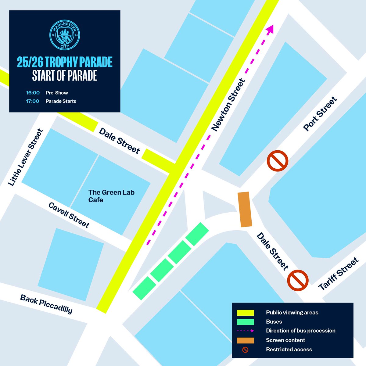 ManCity's tweet photo. Monday's route for our parade 🛣️

More info 🔗https://t.co/oYkElzkaqX https://t.co/E0M9JpeMEo