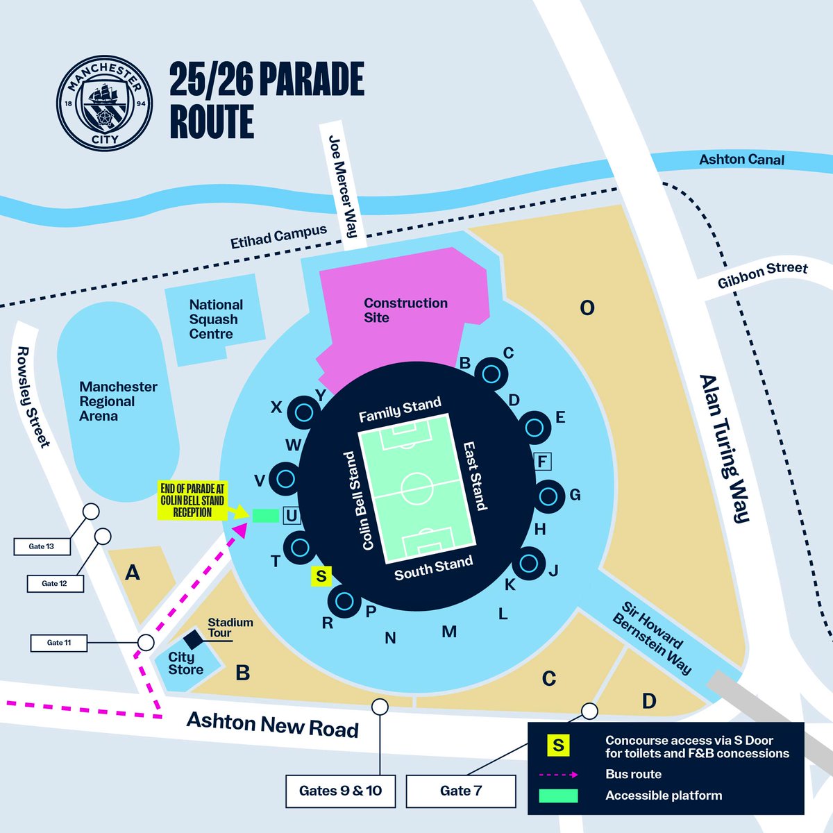 ManCity's tweet photo. Monday's route for our parade 🛣️

More info 🔗https://t.co/oYkElzkaqX https://t.co/E0M9JpeMEo