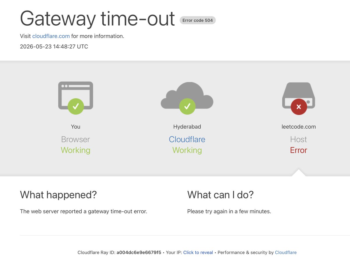 codepankajpy's tweet photo. it's contest time and leetcode is down huh... https://t.co/qEYQBIwjHA