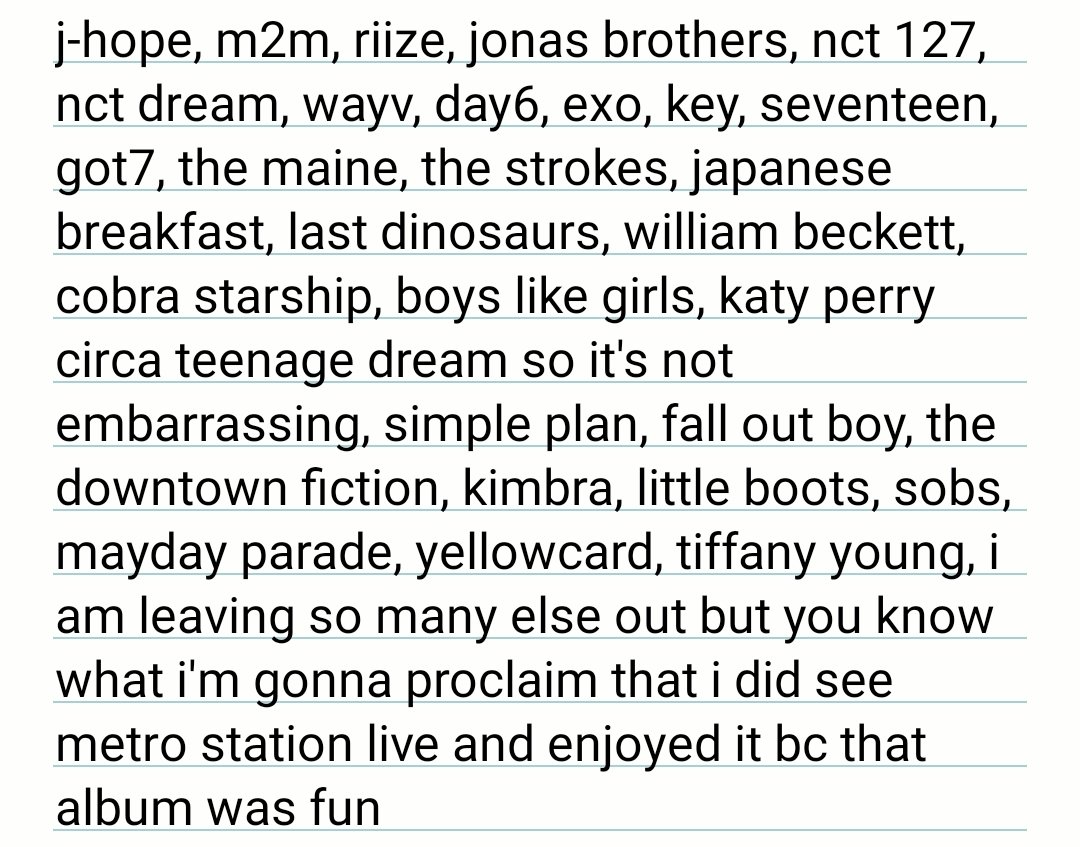 lonerlust's tweet photo. joining that bands/artists you've seen qrt thing but it's just me listing every one i can remember off the top of my head https://t.co/4AZipJzWrn