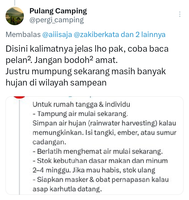 pergi_camping's tweet photo. @aiiisaja @zakiberkata @Sangpencarimi @hanifproduktif Dari semua orang yang komentar sesuai konteknya, lu doang yg dungu sendirian https://t.co/Kk9iXdlvbk