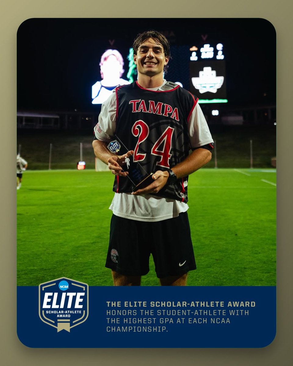 NCAA's tweet photo. Congratulations to our @NCAADII Men's Lacrosse #EliteScholar Athlete award winner, Evan Gibbs!
๐ 3.94
๐ต Finance
๐ฅ @UTampaMLax
#D2MLAX https://t.co/GP3uDR1Z5x