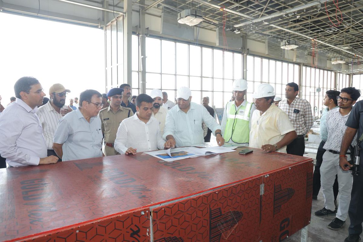 DholeraOfficial's tweet photo. Hon’ble Deputy Chief Minister of Gujarat, Shri Harsh Sanghavi visited Dholera SIR today along with senior officials from the Government of Gujarat to review the rapidly advancing industrial and social infrastructure developments shaping India’s first Greenfield smart industrial city.

During the visit, the Hon’ble Deputy Chief Minister undertook a comprehensive review of the upcoming social infrastructure facilities being developed to support the city’s growing industrial ecosystem and future workforce. The visit covered key sites including the upcoming multispeciality hospital, school, fire station, tent city, guest house, food court, as well as residential and commercial developments. Respective stakeholders engaged in detailed discussions, highlighting the progress achieved, development timelines, and the integrated urban amenities being planned within the region.

The review reflected Dholera’s larger vision of developing not merely an industrial hub, but a holistic and future-ready urban ecosystem. With large-scale investments and industries taking shape in the region, the parallel development of social and urban infrastructure is expected to play a critical role in supporting businesses, professionals, and future residents of the city.