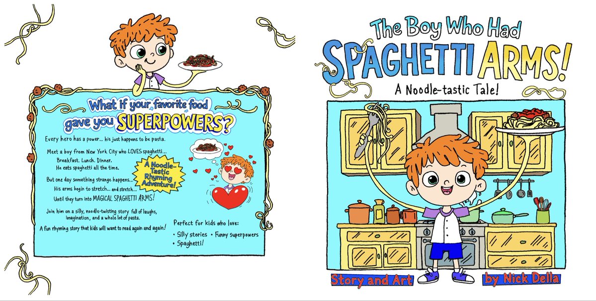 nickdella_'s tweet photo. Final cover and back cover for The Boy Who Had Spaghetti Arms! Coming very soon! https://t.co/TZDTEsNwpf