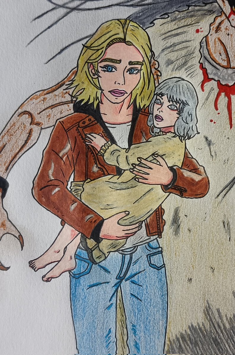 Demoncrowley09's tweet photo. Dibujo de Grace Ashcroft con Emily, de fondo Marie ( ganador del 18 torneo ) pedido de mi hermano @Egar_Drawing espero que os guste. 
#residentevil #residentevilrequiem  #residentevilfanart #capcom #demoncrowley09 https://t.co/a8wG6il8EE