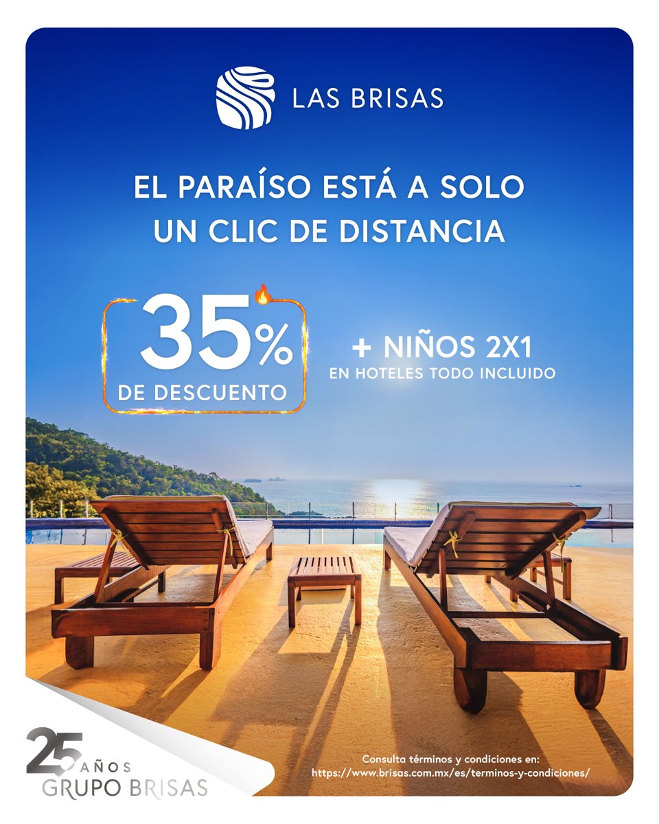 GpoBrisas's tweet photo. 😎 ¿Ya reservaste con los beneficios que tenemos para ti del 25 de mayo al 2 de junio de 2026? ¡Te esperamos en hoteles Las Brisas y Galería Plaza!

Reserva en: https://t.co/KOLgvNEcFv

#Hoteles https://t.co/GSw8X2NVVS