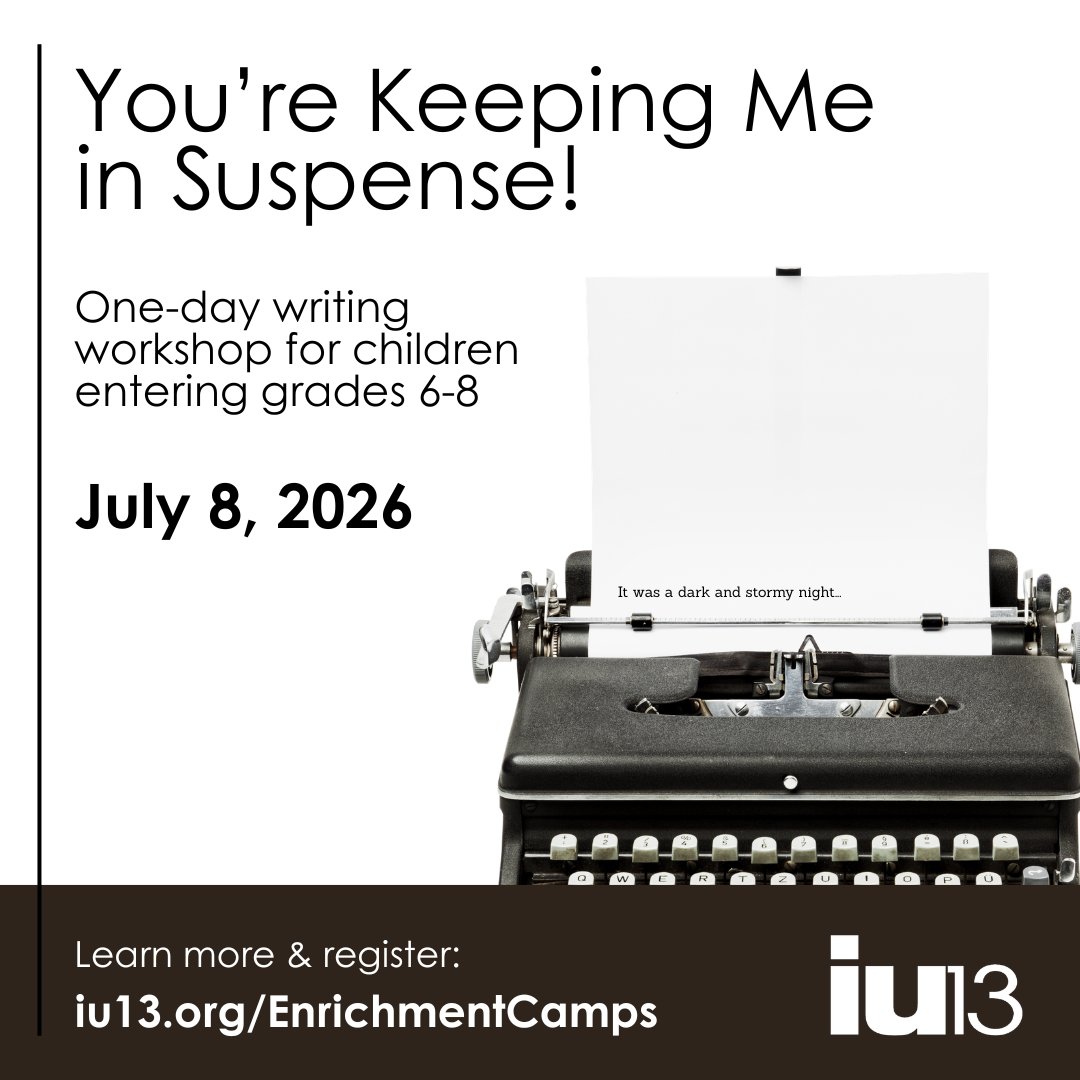IU13's tweet photo. Exciting summer camp opportunities for budding writers!
📔 Write, Draw, Explore! Nature Journaling Camp – June 11
🖋️ You’re Keeping Me in Suspense! – July 8
Unplug, share your story, and make new friends. Learn more &amp; register: https://t.co/EEKPcRmcAu https://t.co/2m0je5F9WA