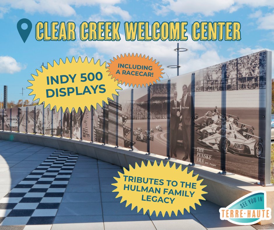SeeYouInTH's tweet photo. Planning to attend the Indy 500?

At the Clear Creek Welcome Center, you’ll find Indy 500 displays, tributes to the Hulman family, and connections to some of Indiana’s most iconic stories.

Learn more: https://t.co/ZPZeH0Fcfv

#SeeYouInTerreHaute #Indy500 #RoadTrip #Indiana https://t.co/t2AlQ2QP33