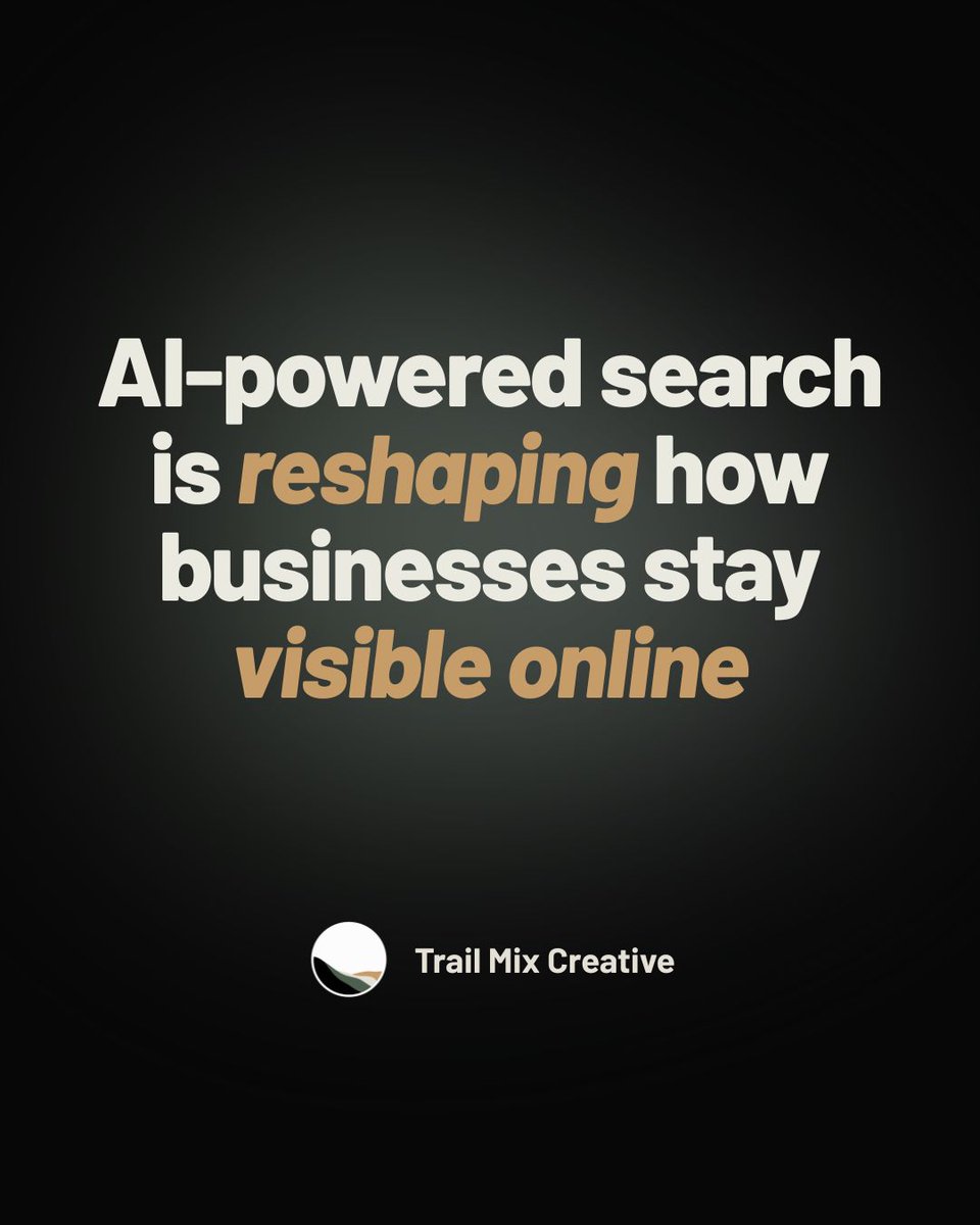 trailmixcreate's tweet photo. 🤖 AI-powered search is changing how customers discover businesses online, and visibility is becoming about more than just rankings.
Want to stay ahead of the shift? Read the full blog: https://t.co/vSFQXFpquT https://t.co/GBSgYuHls2
