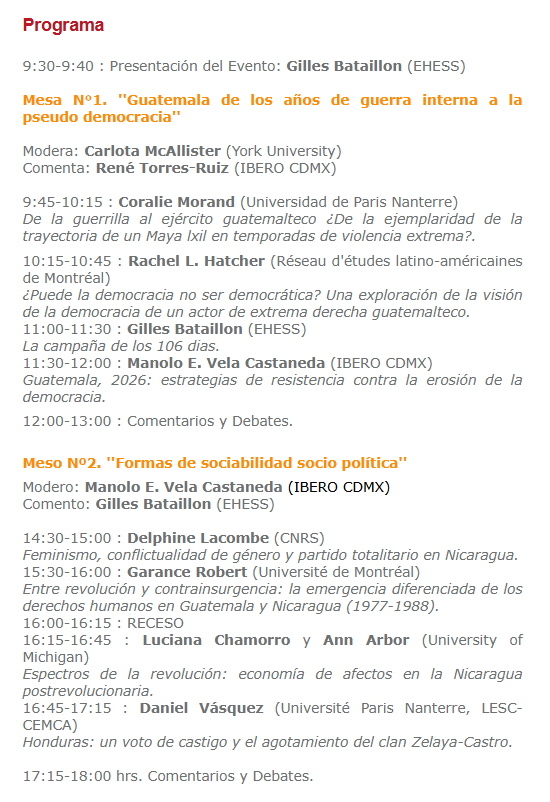 DanielV_xxi's tweet photo. Centroamérica: las batallas por la democracia en el siglo XXI. Nuevos autoritarismos y resistencias por el Estado democrático de derecho

Jueves 28 de Mayo 2026 (9h - 18h Hora Francia)
Lugar: @EHESS_fr salle 25-A-Norbert Elias
Campus Condorcet 2 Cours des Humanités Aubervilliers https://t.co/1J5FDwhDUI