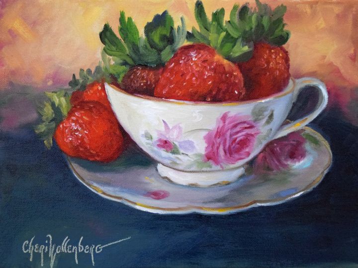 chatterboxart's tweet photo. Art of the Day! "Strawberries in Cup &amp; Saucer". Buy at: https://t.co/vLLjoJfOUF https://t.co/sFD9r0yW7W