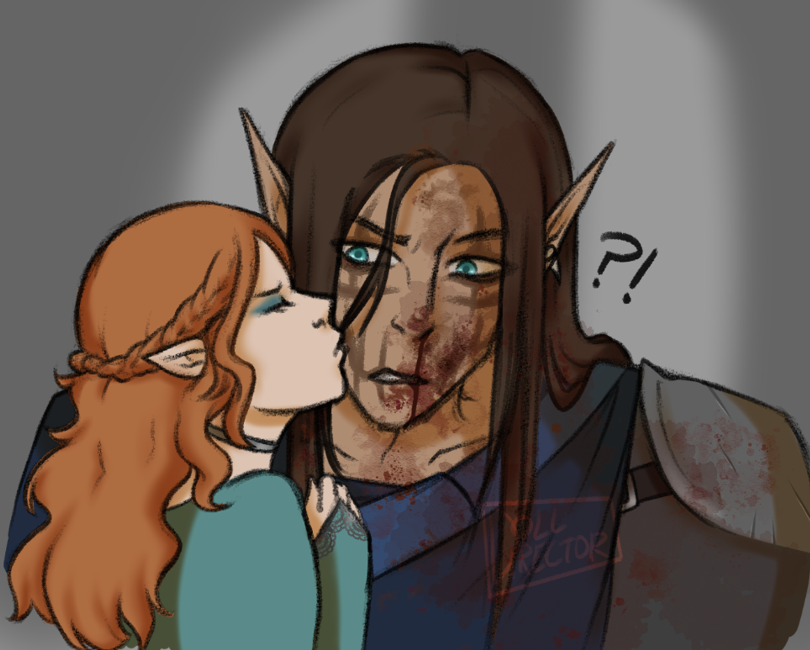 director_doll's tweet photo. A couple rarer OCs of mine, elven princess Emmeline and her loyal... cold-blooded heathen cannibal bloodmage wolfman knight, a classic combo of course https://t.co/F8mDExJA39