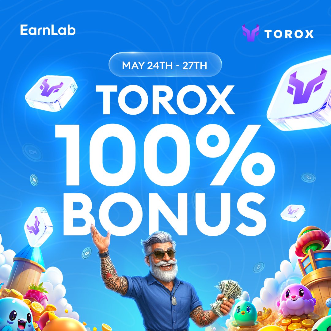 earnlabcom's tweet photo. LIMITED-TIME TOROX 100% BONUS! ⚡️

This offer ends May 27th - don’t miss out!

RT + Tag a friend for a chance to win some balance! 💸 https://t.co/nI0FcbarYV