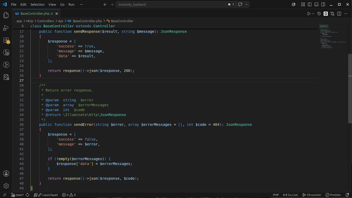 Alwaleedev's tweet photo. #100dayofcode #برمجة #تعلم_برمجة
اليوم 40: اليوم بنيت BaseController لحتى اي عمليه تتم تكون البيانات المرجعة بنفس الشكل فنسهل التعامل معها بتطبيق الفلاتر او الفرونت اند بشكل عام https://t.co/qhMjcZYzXs